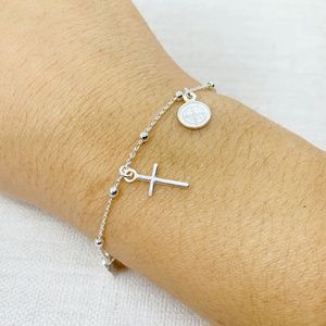 925 Sterling silver Cross st Benedict bracelet